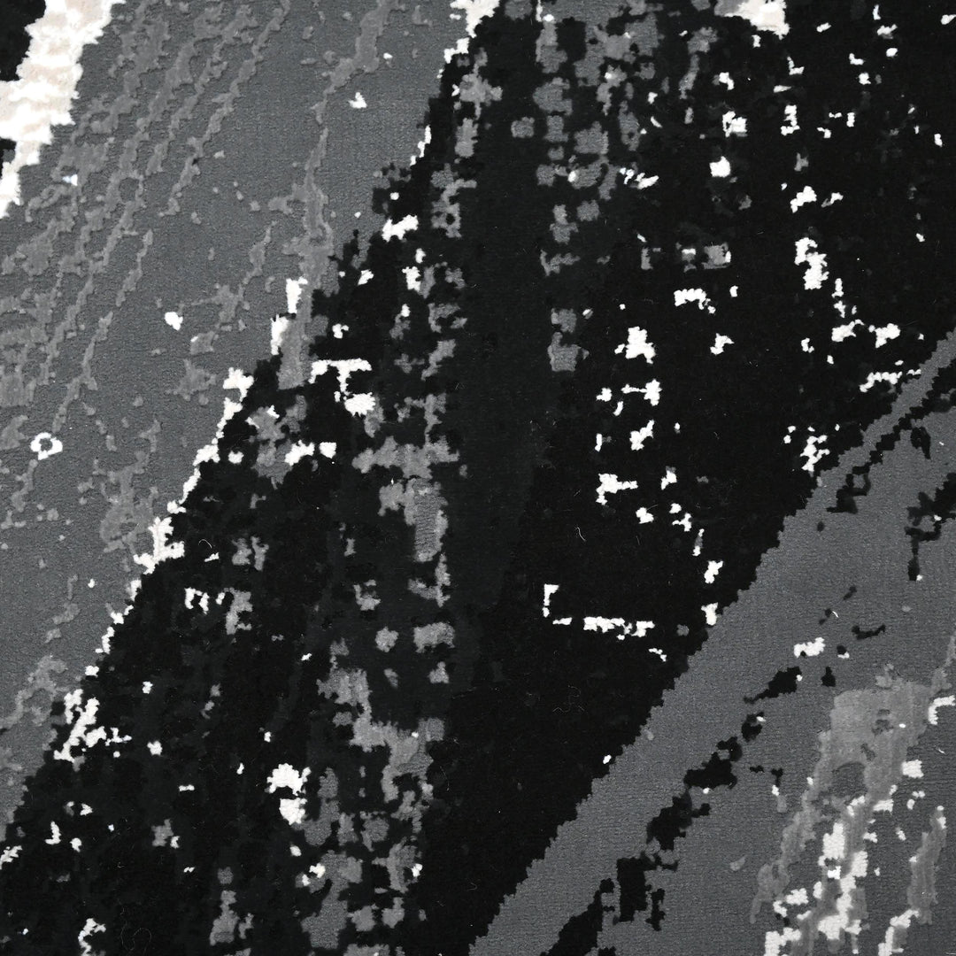 Black & Grey Splash Turkish Rug 7X10 Ft