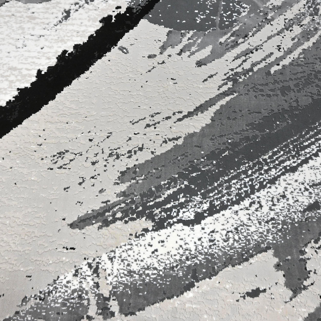 Black & Grey Splash Turkish Rug 7X10 Ft