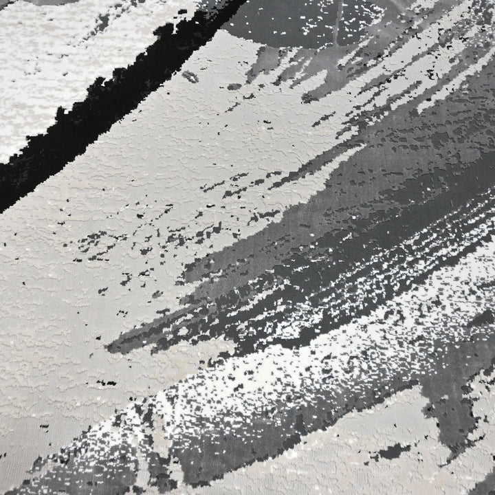 Black & Grey Splash Turkish Rug 7X10 Ft