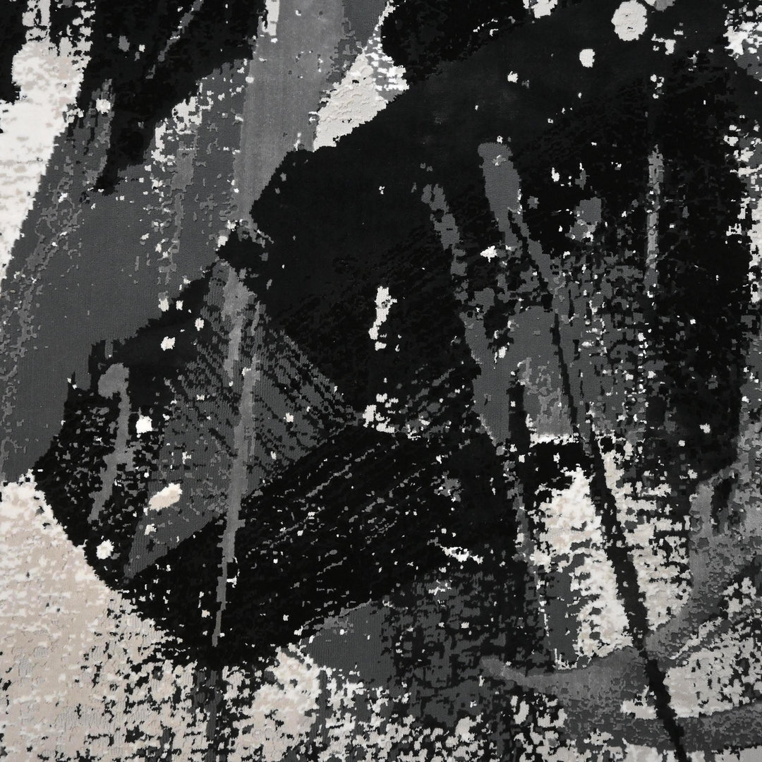 Black & Grey Splash Turkish Rug 7X10 Ft