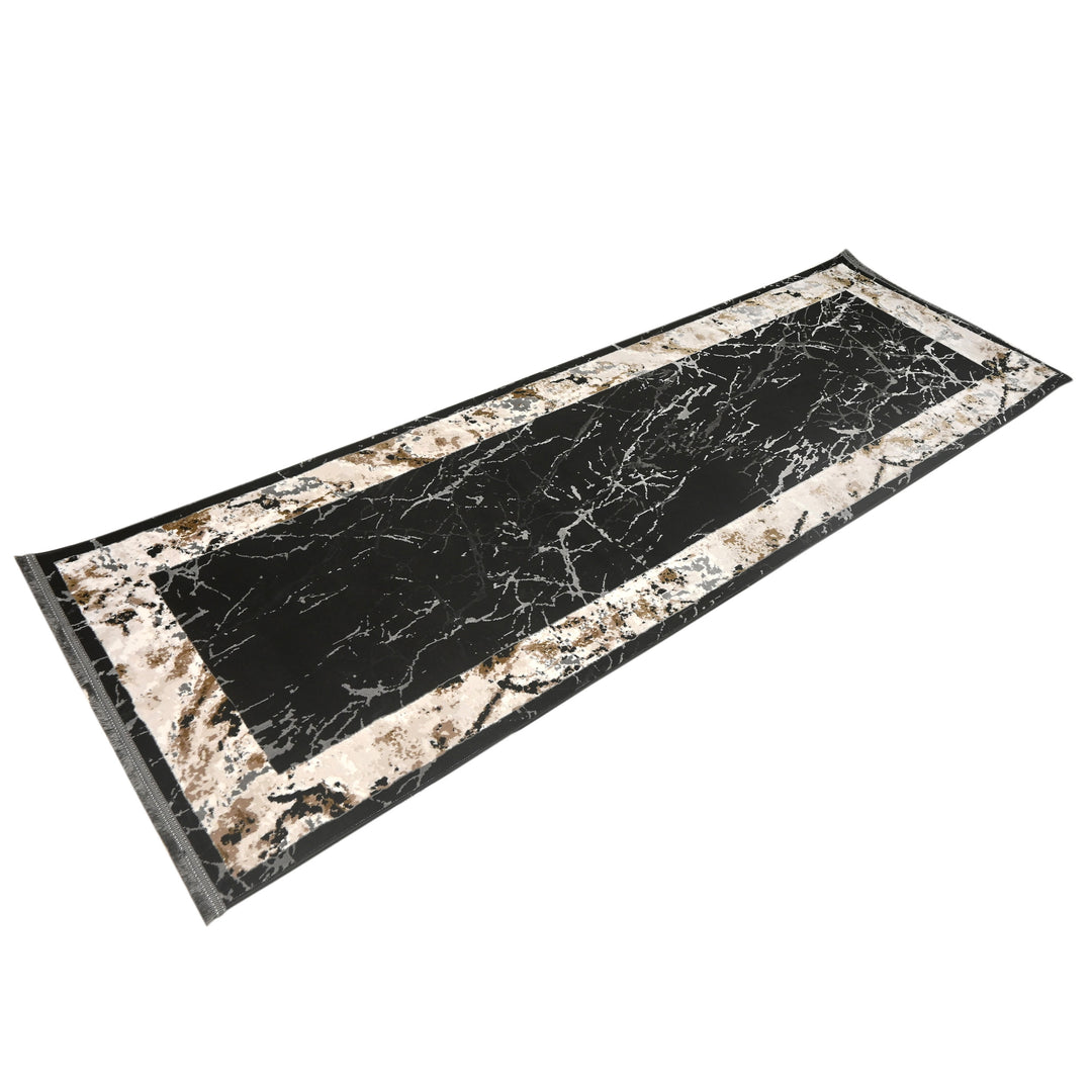 Black Abstract Turkish Rug 2.5x8 Ft