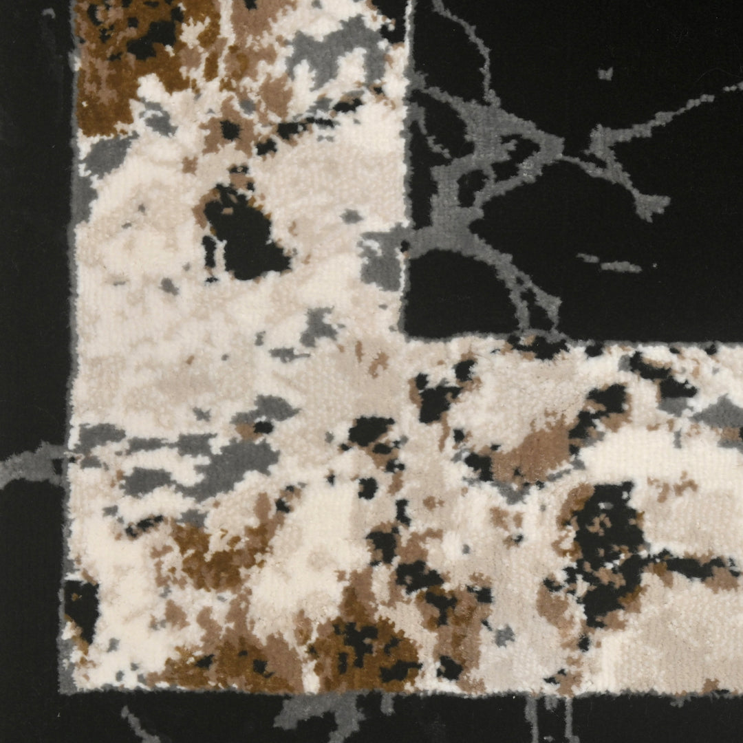 Black Abstract Turkish Rug 2.5x8 Ft