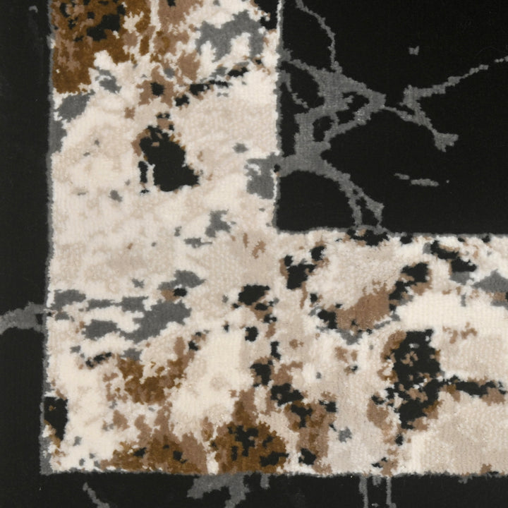 Black Abstract Turkish Rug 2.5x8 Ft