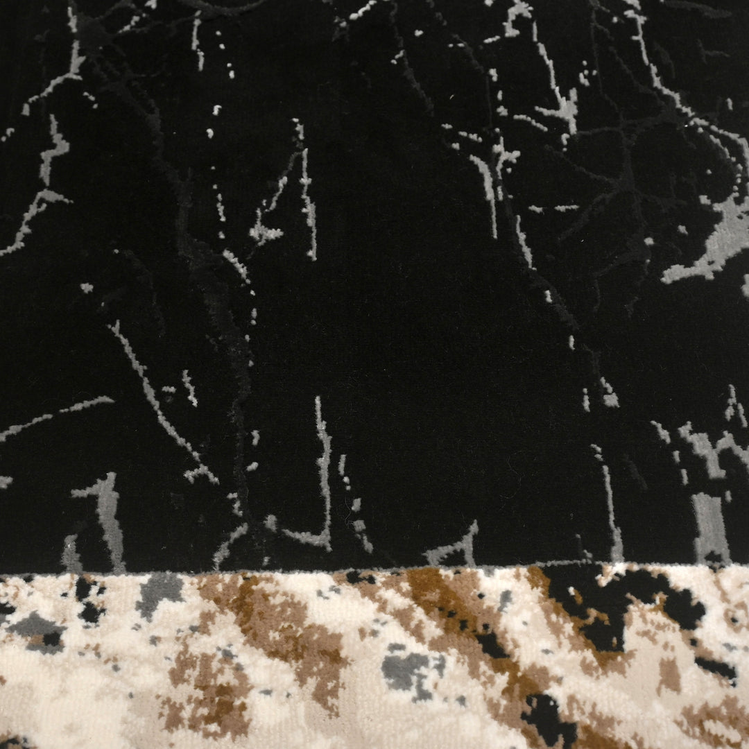 Black Abstract Turkish Rug 2.5x8 Ft