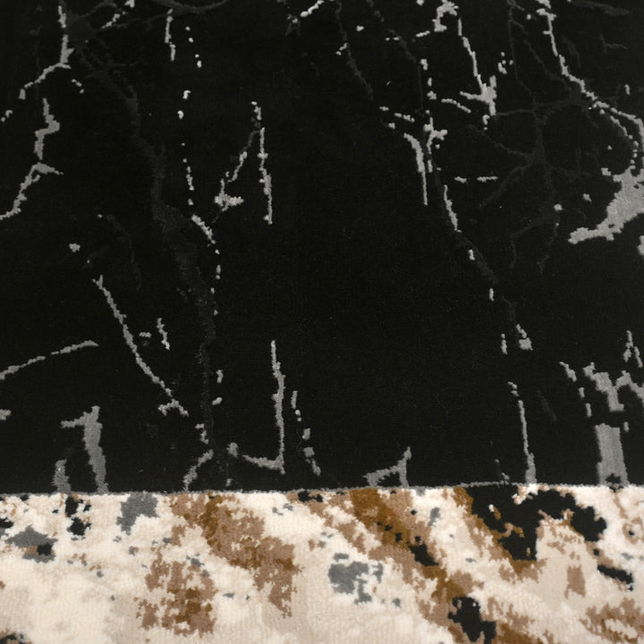 Black Abstract Turkish Rug 2.5x8 Ft