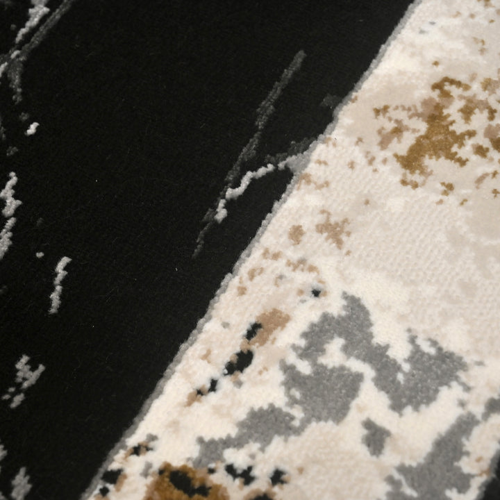 Black Abstract Turkish Rug 2.5x8 Ft