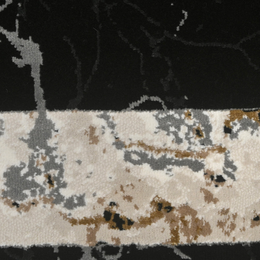 Black Abstract Turkish Rug 2.5x8 Ft