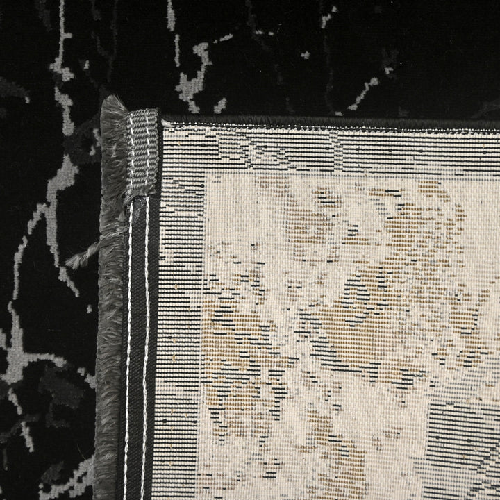 Black Abstract Turkish Rug 2.5x8 Ft