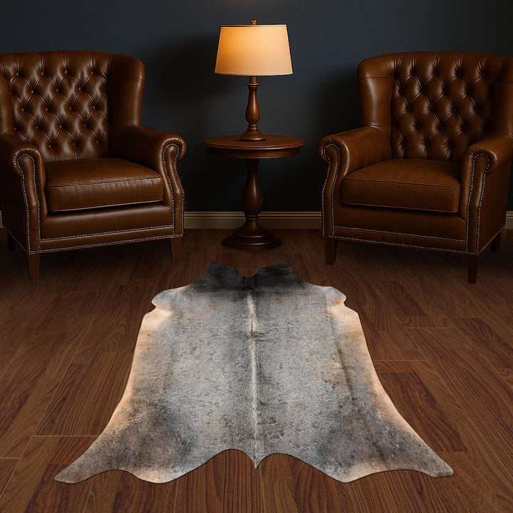 Brazilian Charcoal Dark Grey Cow Hide 4.5x4.5 FT