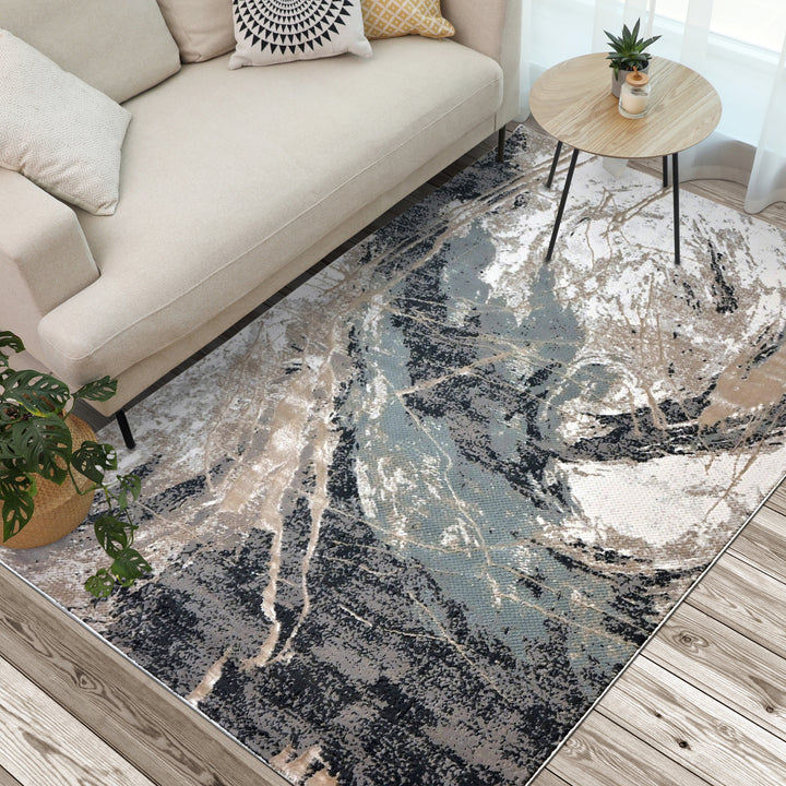 Grey Waves Turkish Rug 5X8 Ft