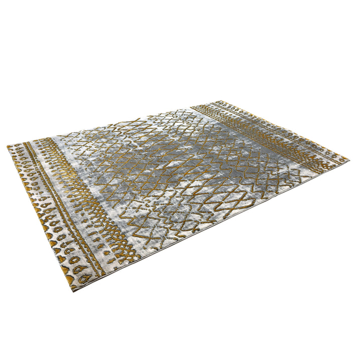 Gold Geometric Turkish Rug 5x8 FT