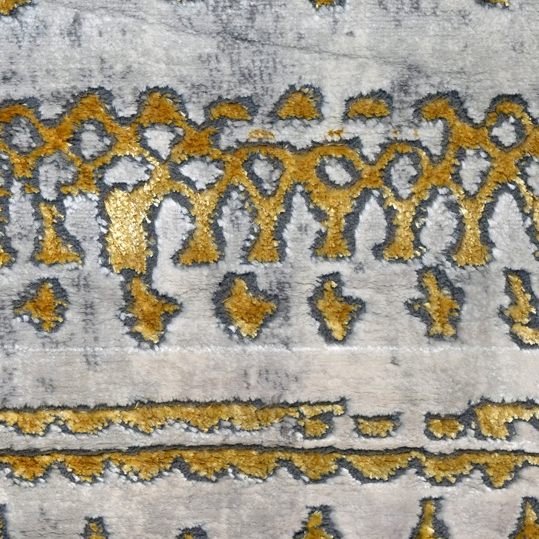 Gold Geometric Turkish Rug 5x8 FT