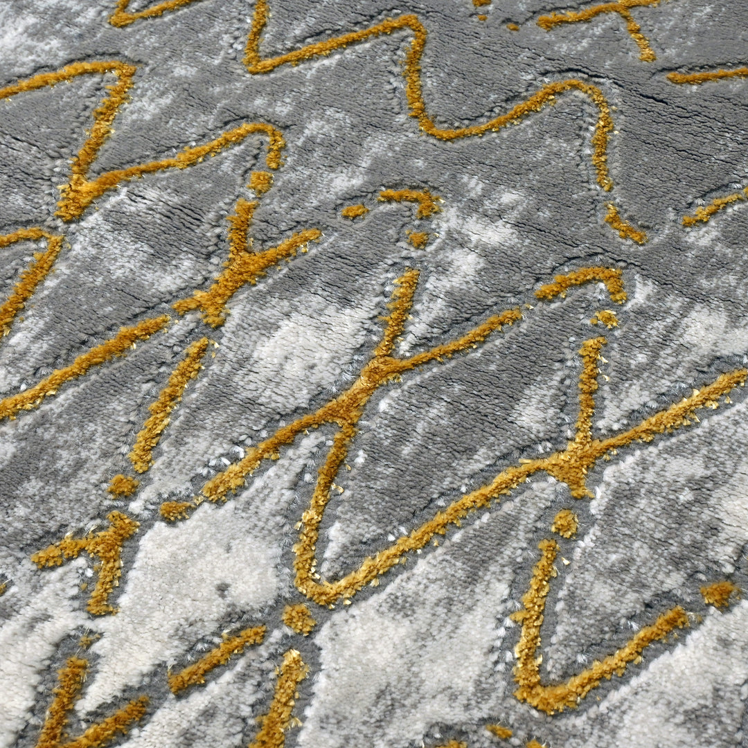 Gold Geometric Turkish Rug 5x8 FT