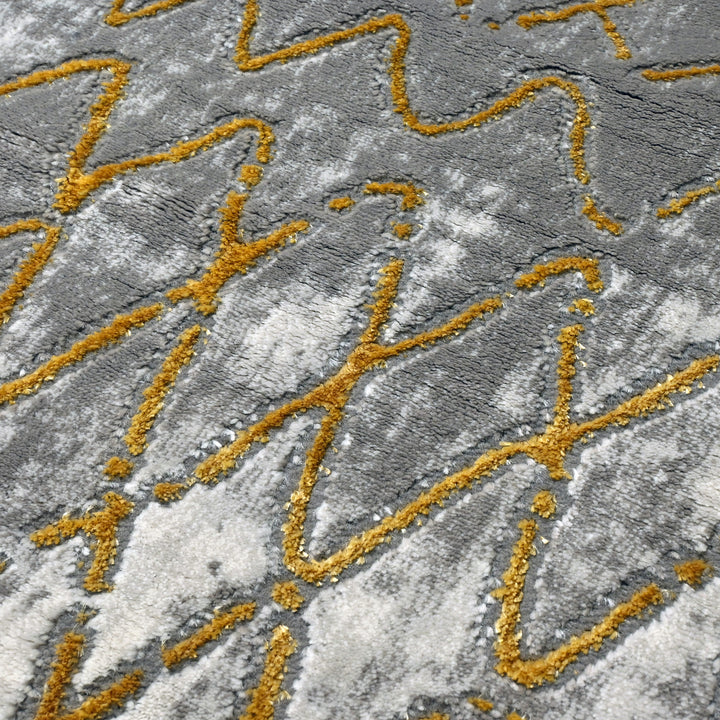 Gold Geometric Turkish Rug 5x8 FT