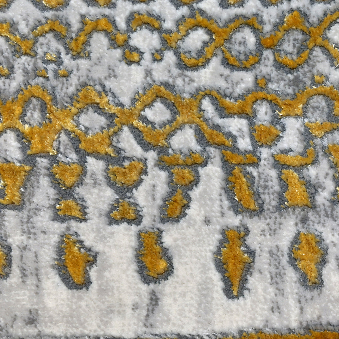 Gold Geometric Turkish Rug 5x8 FT