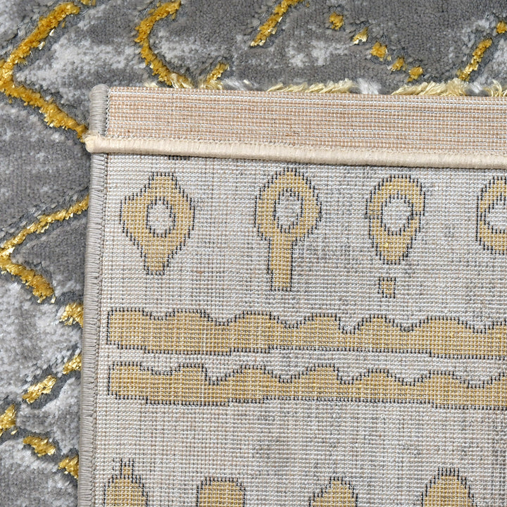 Gold Geometric Turkish Rug 5x8 FT