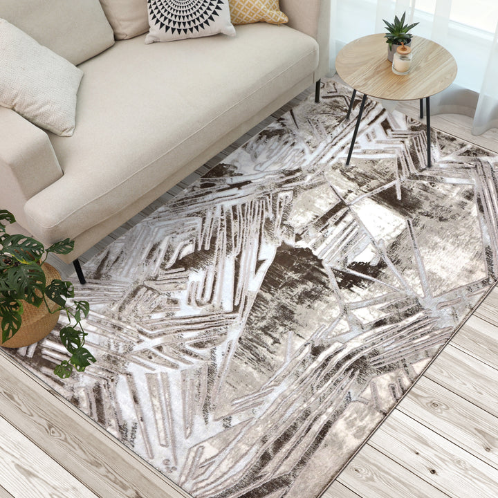 Grey Geometric Turkish Rug 5X8 Ft