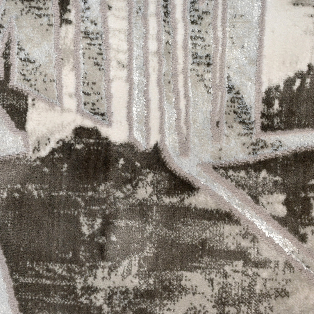 Grey Geometric Turkish Rug 5X8 Ft