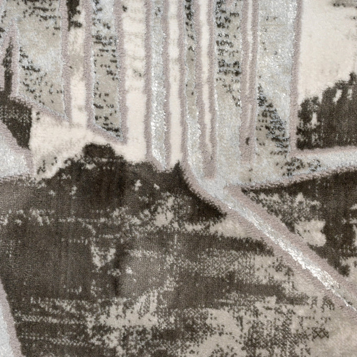 Grey Geometric Turkish Rug 5X8 Ft