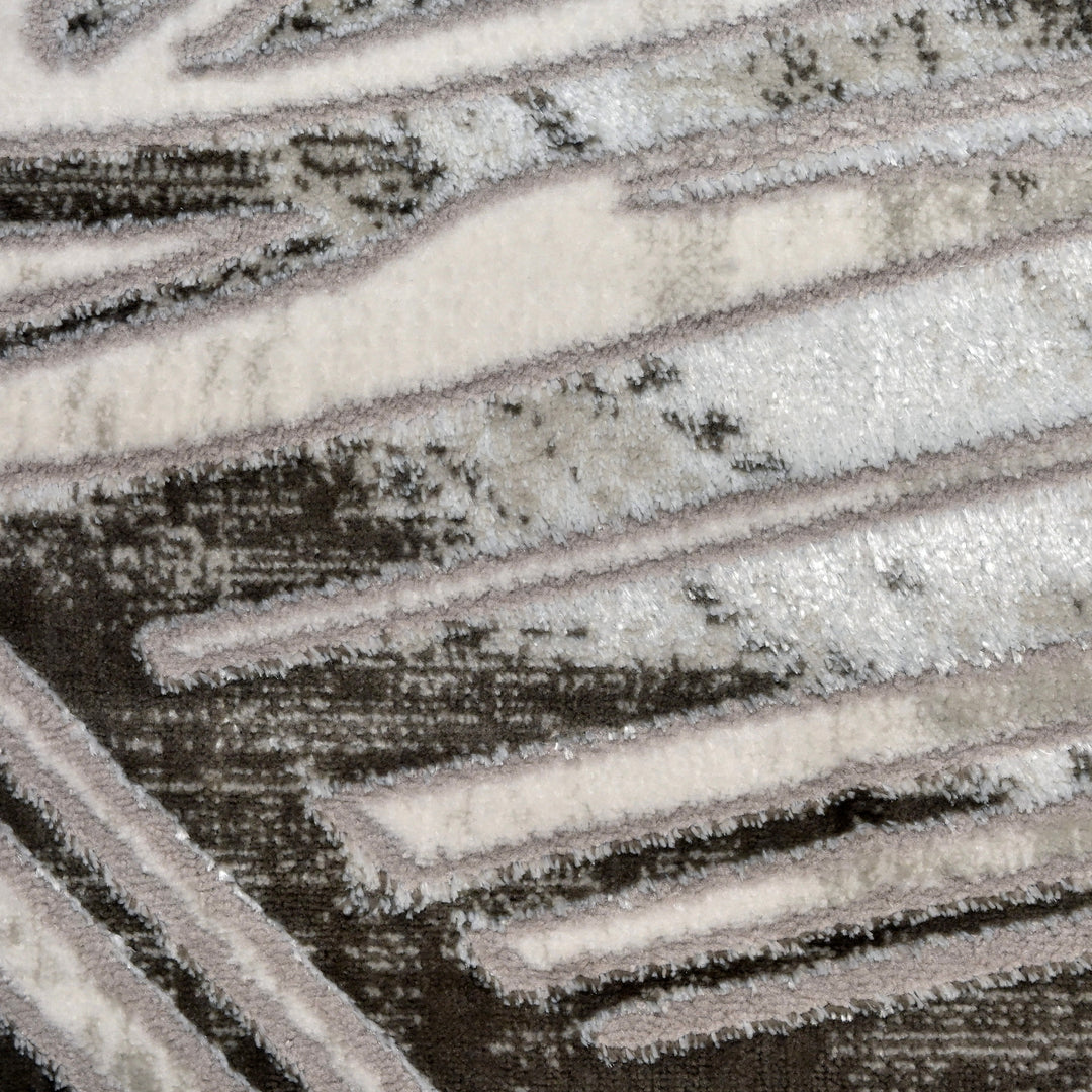 Grey Geometric Turkish Rug 5X8 Ft