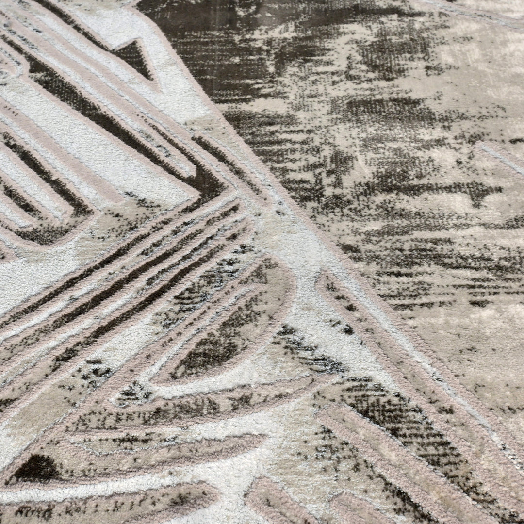 Grey Geometric Turkish Rug 5X8 Ft