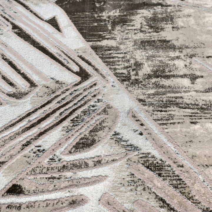 Grey Geometric Turkish Rug 5X8 Ft