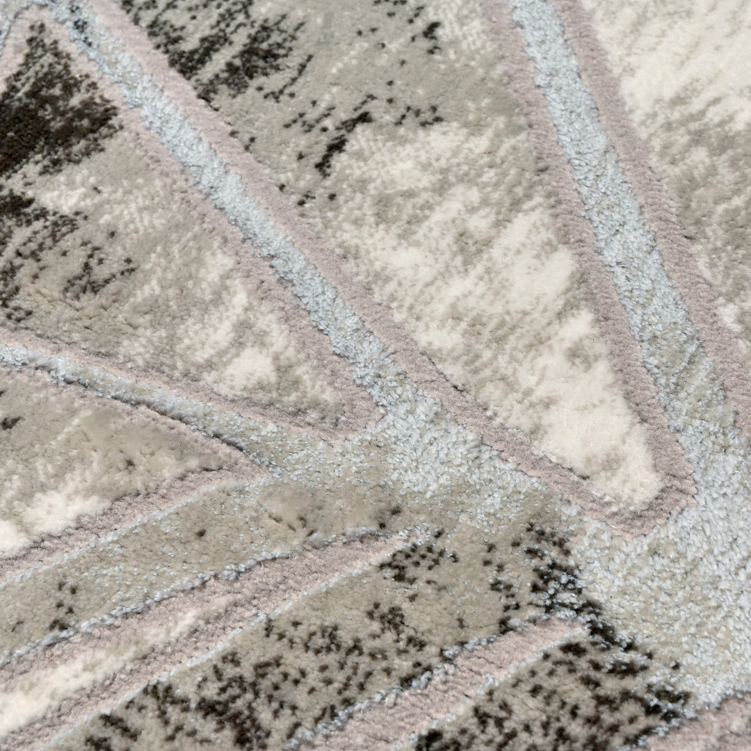 Grey Geometric Turkish Rug 5X8 Ft