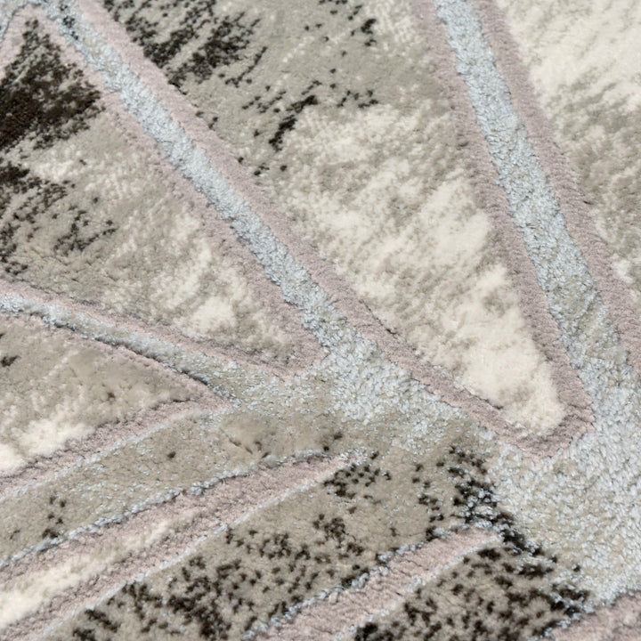 Grey Geometric Turkish Rug 5X8 Ft