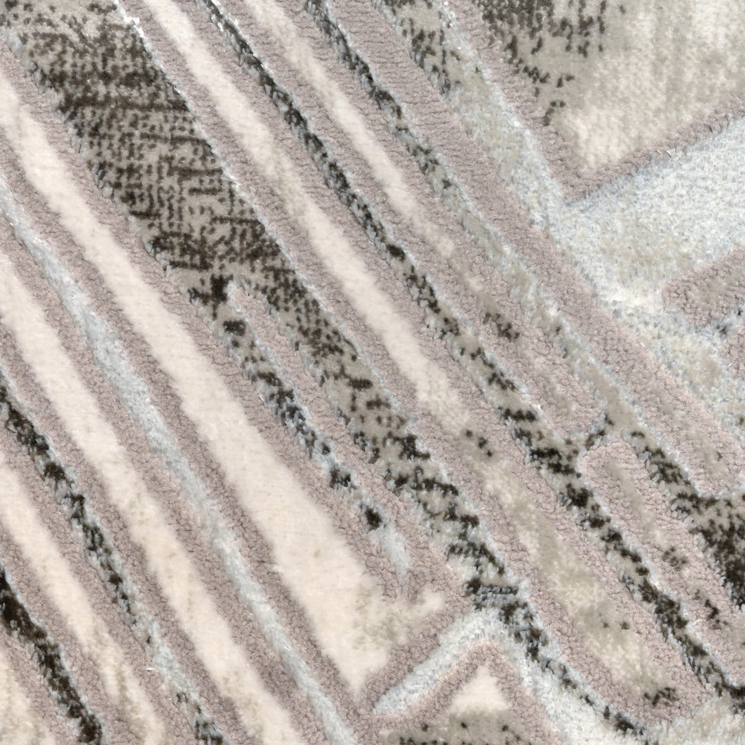 Grey Geometric Turkish Rug 5X8 Ft