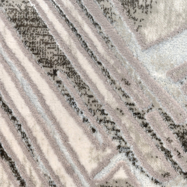 Grey Geometric Turkish Rug 5X8 Ft