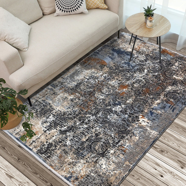 Light Grey Vintage Turkish Rug 5X8 Ft