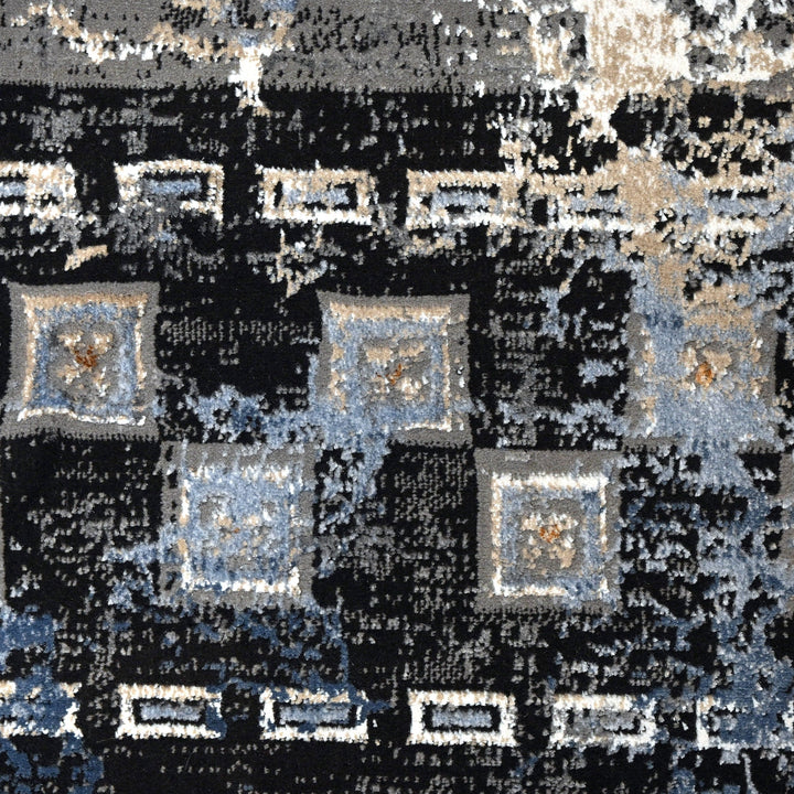 Dark Grey Geometric Turkish Rug 4X6 Ft