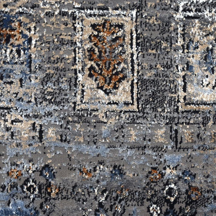 Dark Grey Geometric Turkish Rug 4X6 Ft