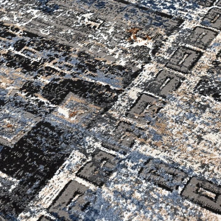 Dark Grey Geometric Turkish Rug 4X6 Ft