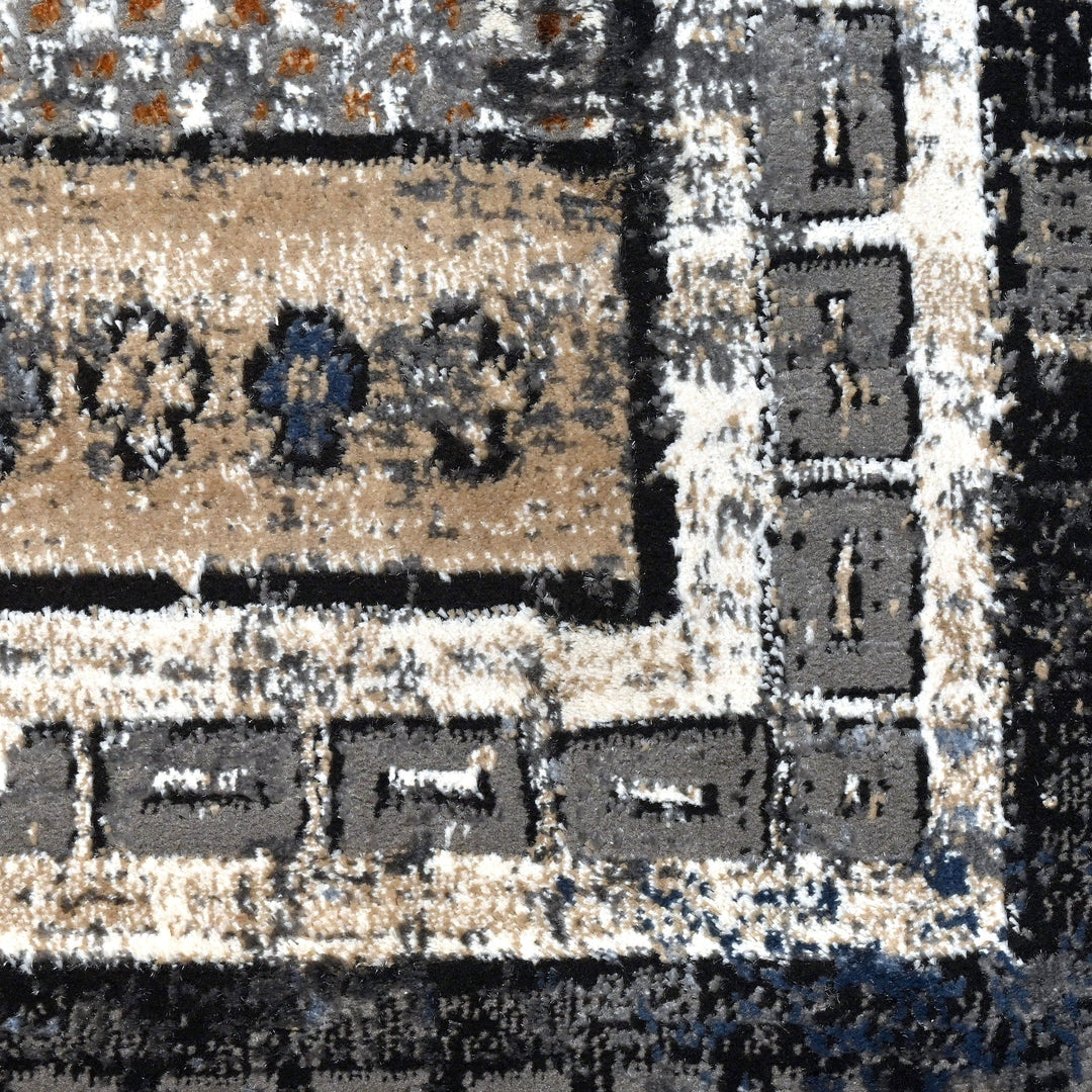 Dark Grey Geometric Turkish Rug 4X6 Ft