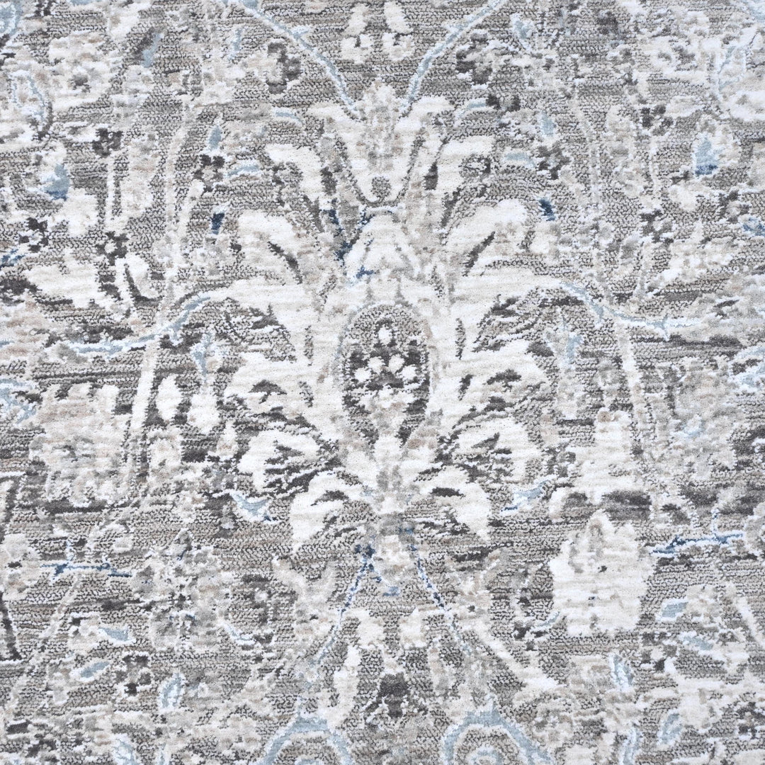 Off White & Grey Abstract Turkish Rug 8X10 Ft