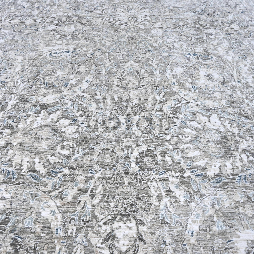 Off White & Grey Abstract Turkish Rug 8X10 Ft