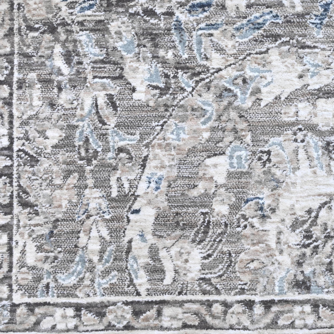 Off White & Grey Abstract Turkish Rug 8X10 Ft