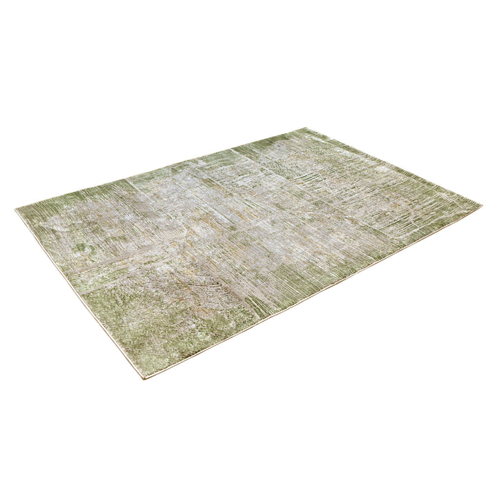 Green & Beige Abstract Turkish Rug 4X6 FT