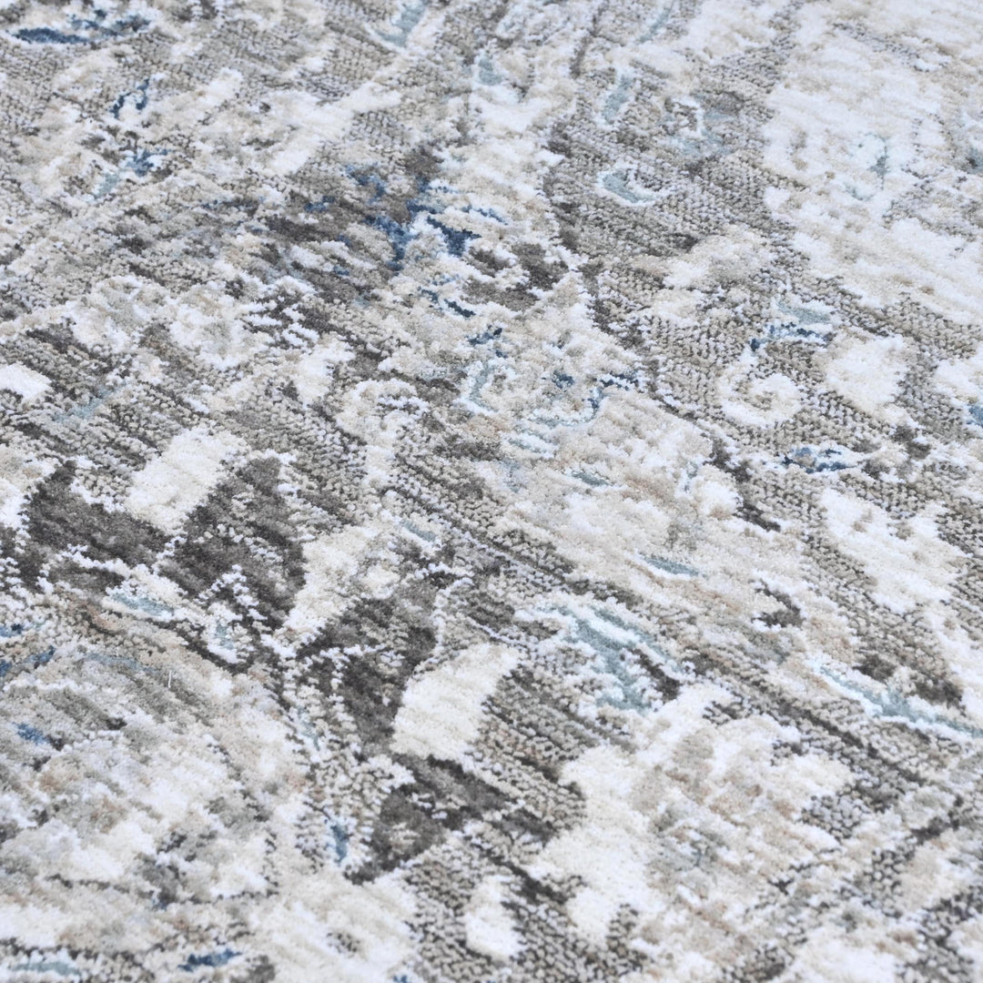 Off White & Grey Abstract Turkish Rug 8X10 Ft