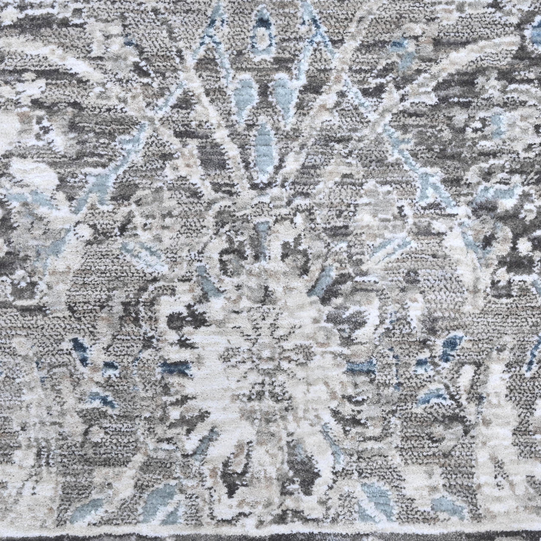 Off White & Grey Abstract Turkish Rug 8X10 Ft