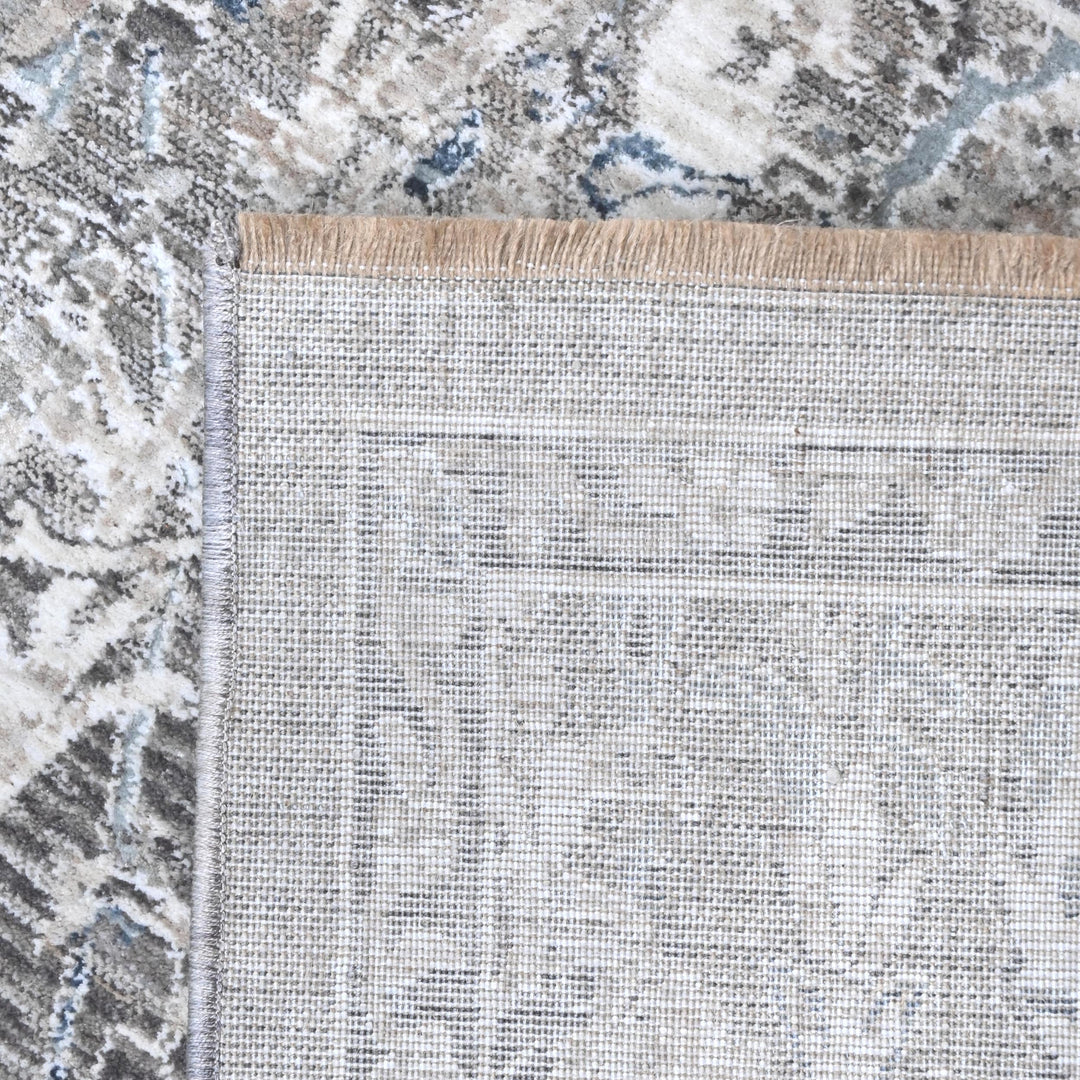 Off White & Grey Abstract Turkish Rug 8X10 Ft