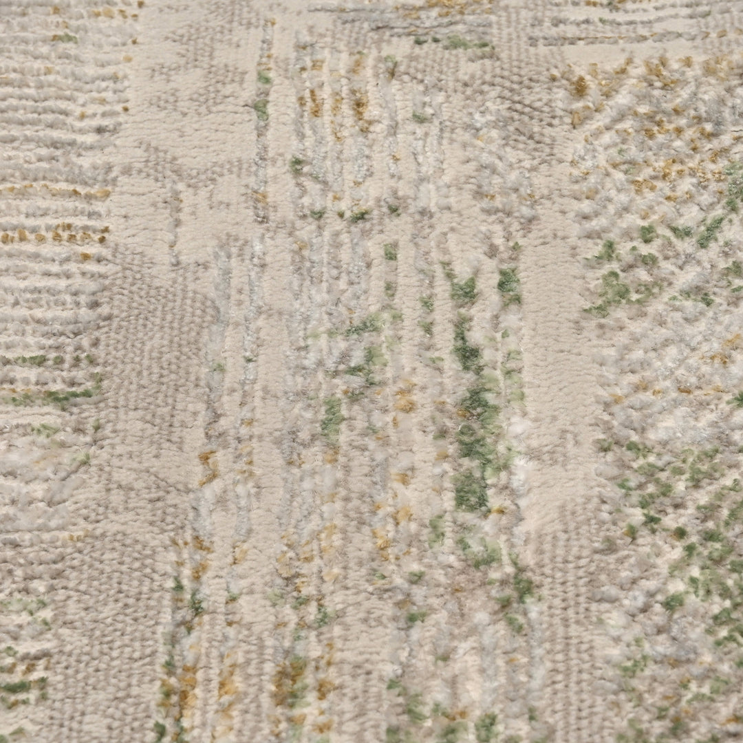 Green & Beige Abstract Turkish Rug 4X6 FT