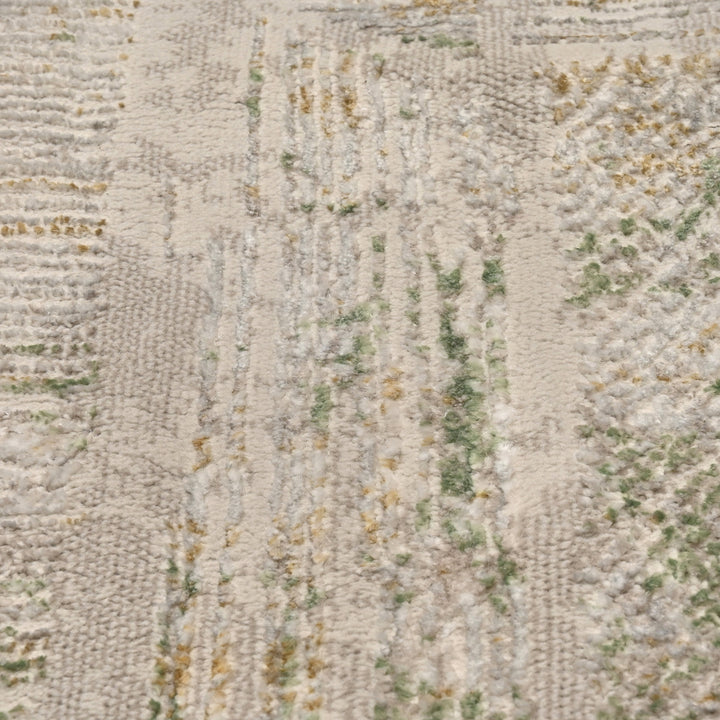 Green & Beige Abstract Turkish Rug 4X6 FT