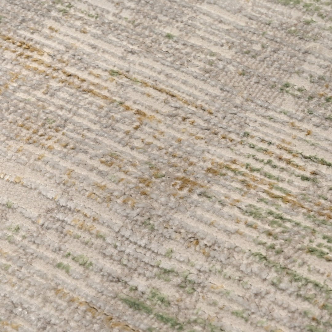 Green & Beige Abstract Turkish Rug 4X6 FT