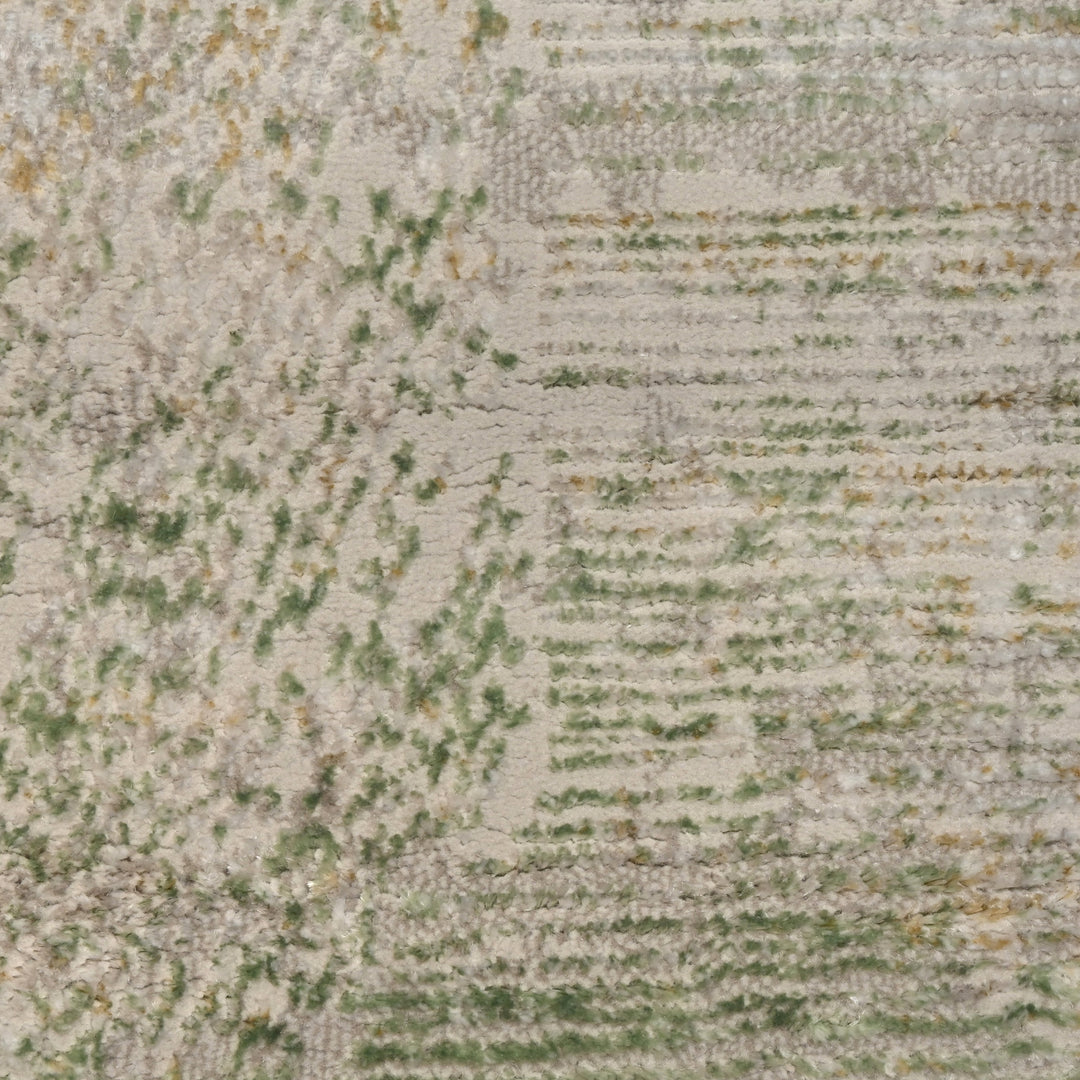 Green & Beige Abstract Turkish Rug 4X6 FT