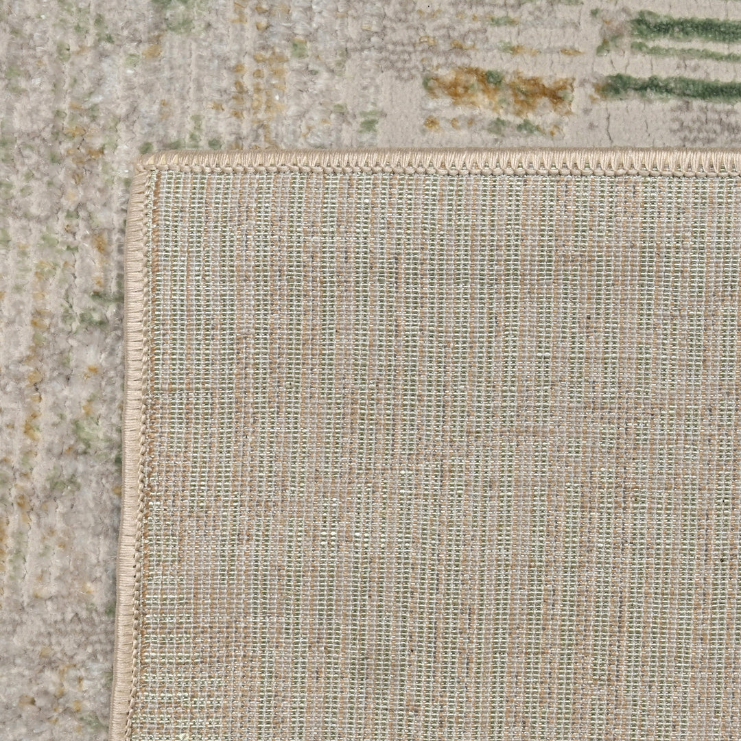 Green & Beige Abstract Turkish Rug 4X6 FT