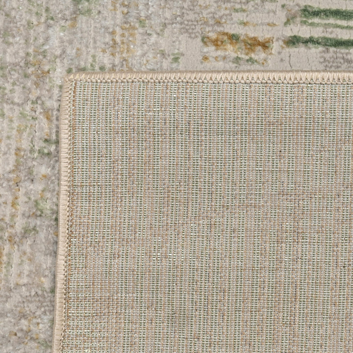 Green & Beige Abstract Turkish Rug 4X6 FT