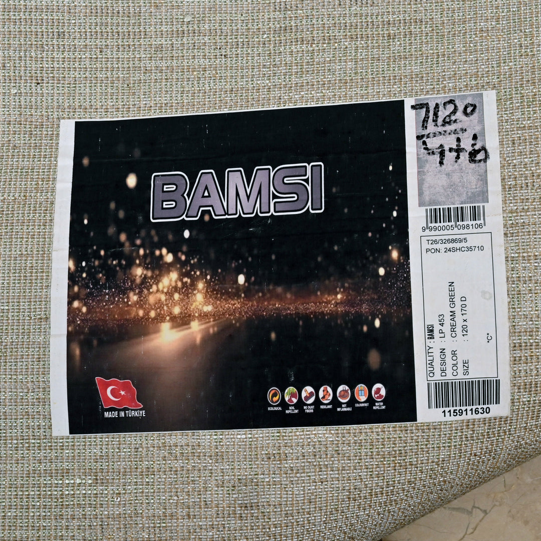 Green & Beige Abstract Turkish Rug 4X6 FT