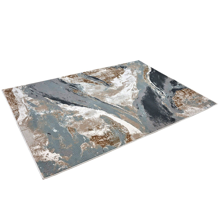 Grey Abstract Turkish Rug 4x6 ft